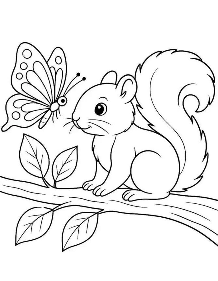 hình tranh tô màu con sóc thân hình nhỏ xinh