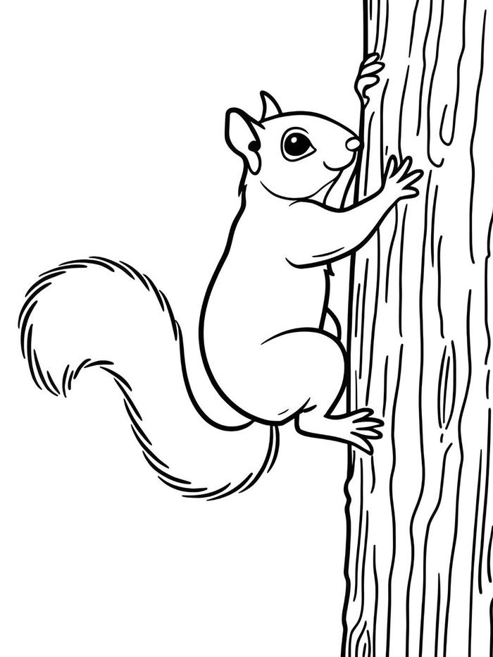 hình tranh tô màu con sóc trèo cây