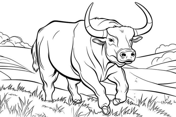 hình tranh tô màu con trâu truyền thống
