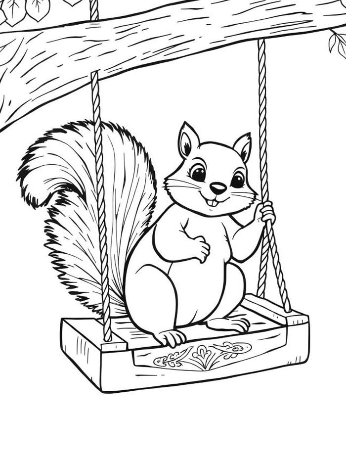 hình vẽ sóc đuôi to xù cho bé tập tô