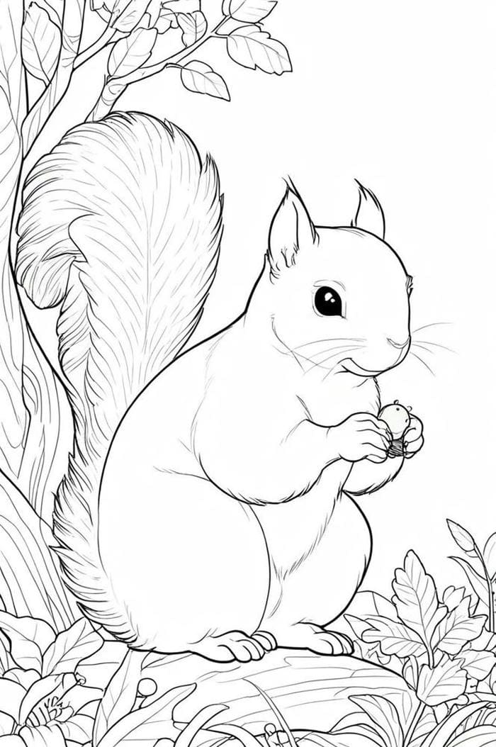 hình vẽ sóc nhỏ nhắn dễ tô