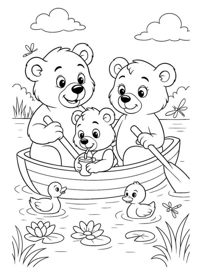 tô màu hình con gấu trèo thuyền