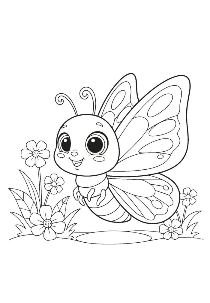tranh tô màu con bướm giúp bé nhận biết màu