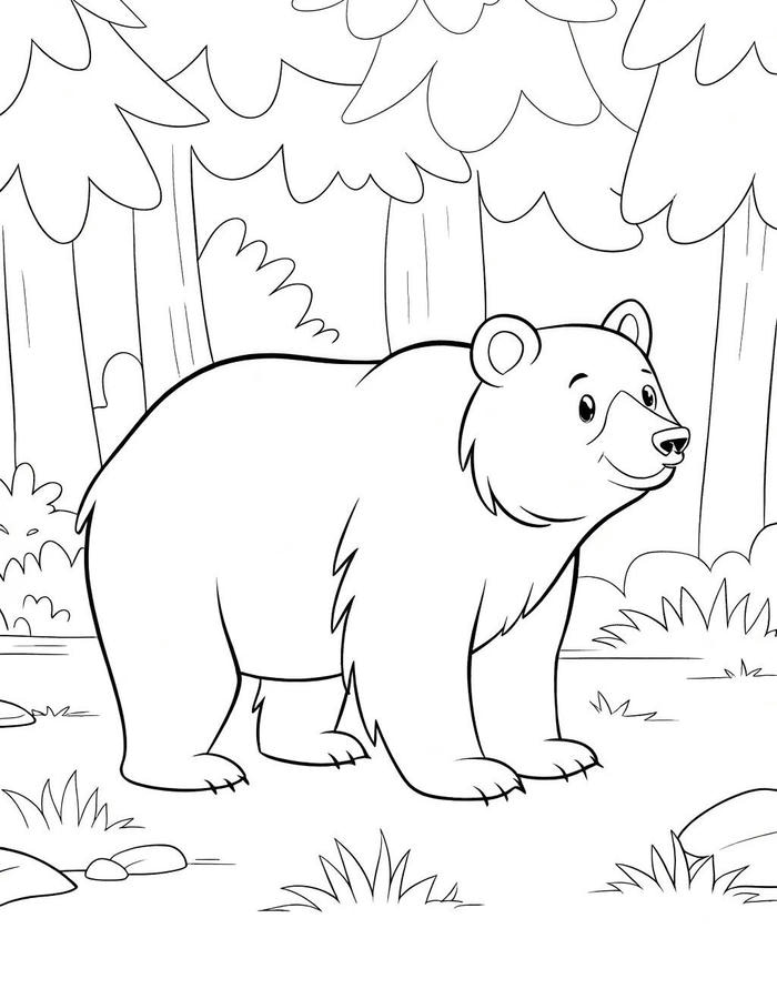 tranh tô màu gấu to lớn cho trẻ em